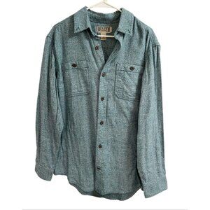 Duluth Trading Company teal green men’s long sleeve button front flannel shirt M